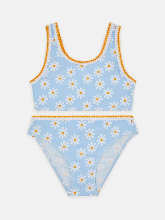 Angels By Accessorize Blue Girls Daisy Print Bralette Bikini Set image 1