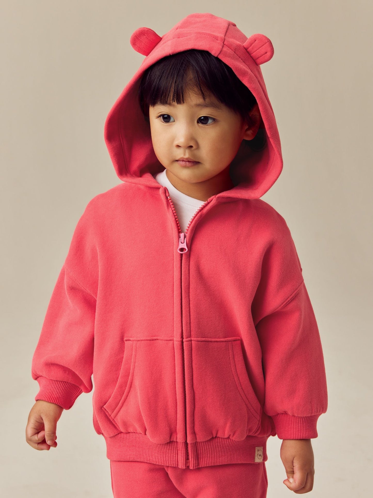Coral Red Zip Through Hoodie (3mths-7yrs)