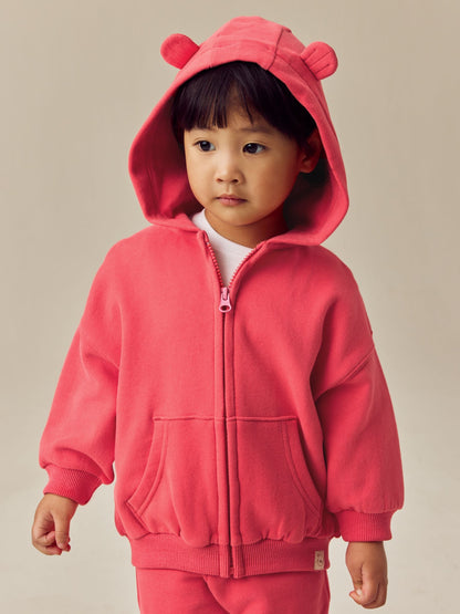 Coral Red Zip Through Hoodie (3mths-7yrs)