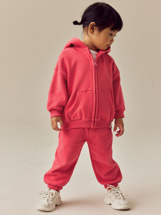 Coral Red Zip Through Hoodie (3mths-7yrs)