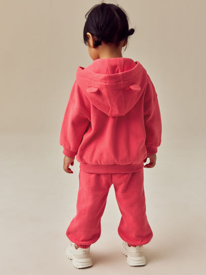 Coral Red Zip Through Hoodie (3mths-7yrs)
