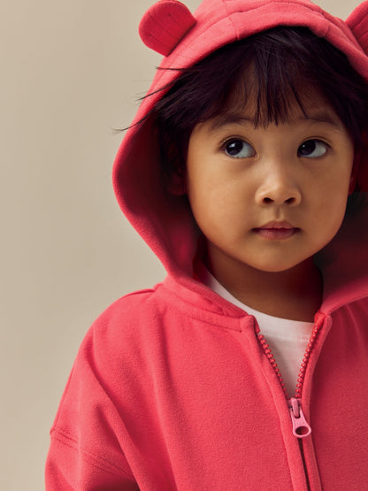 Coral Red Zip Through Hoodie (3mths-7yrs)