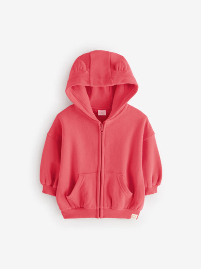 Coral Red Zip Through Hoodie (3mths-7yrs)
