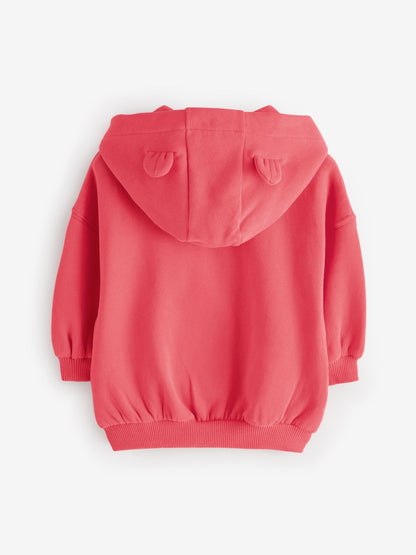 Coral Red Zip Through Hoodie (3mths-7yrs)