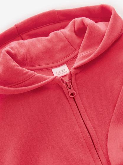 Coral Red Zip Through Hoodie (3mths-7yrs)