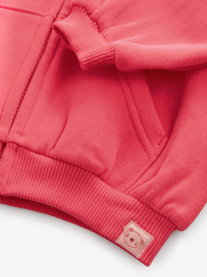 Coral Red Zip Through Hoodie (3mths-7yrs)