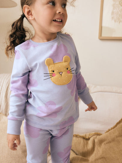 Pastel Cat/ Unicorn/ Flower Long Sleeve Snuggle Pyjamas 3 Pack (9mths-16yrs)
