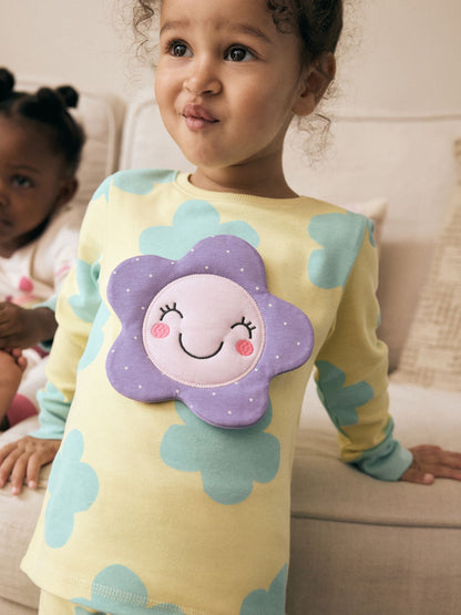 Pastel Cat/ Unicorn/ Flower Long Sleeve Snuggle Pyjamas 3 Pack (9mths-16yrs)