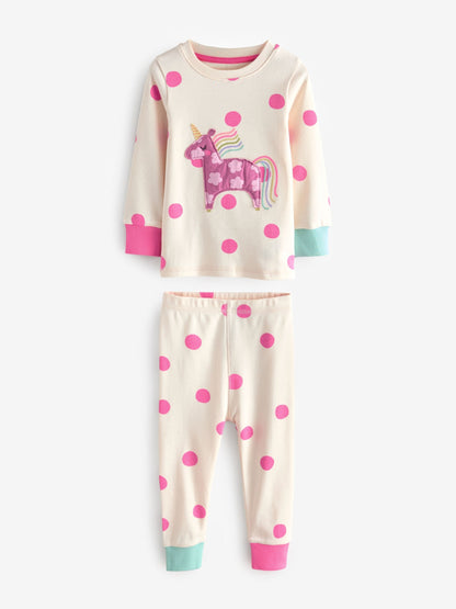 Pastel Cat/ Unicorn/ Flower Long Sleeve Snuggle Pyjamas 3 Pack (9mths-16yrs)