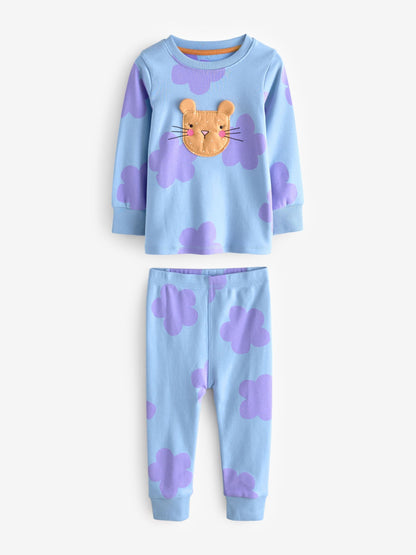 Pastel Cat/ Unicorn/ Flower Long Sleeve Snuggle Pyjamas 3 Pack (9mths-16yrs)