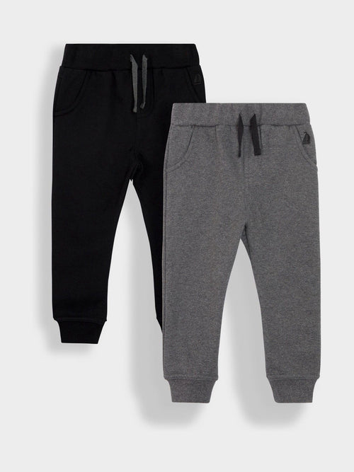 JoJo Maman Bébé Black & Grey Marl 2-Pack Joggers image 1