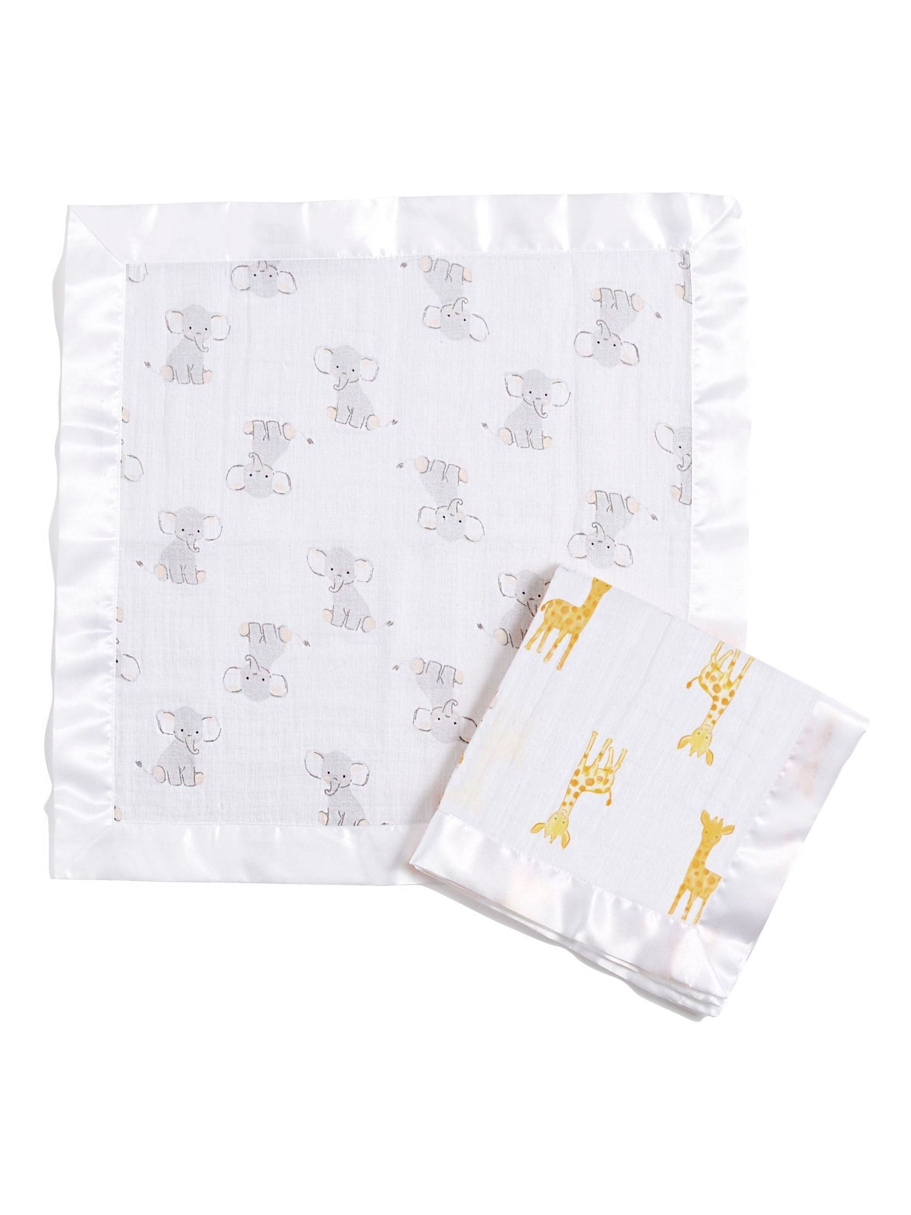 Aden + Anais White Essentials 2 Pack Cotton Muslin Security Blankets Safari Babes image 1