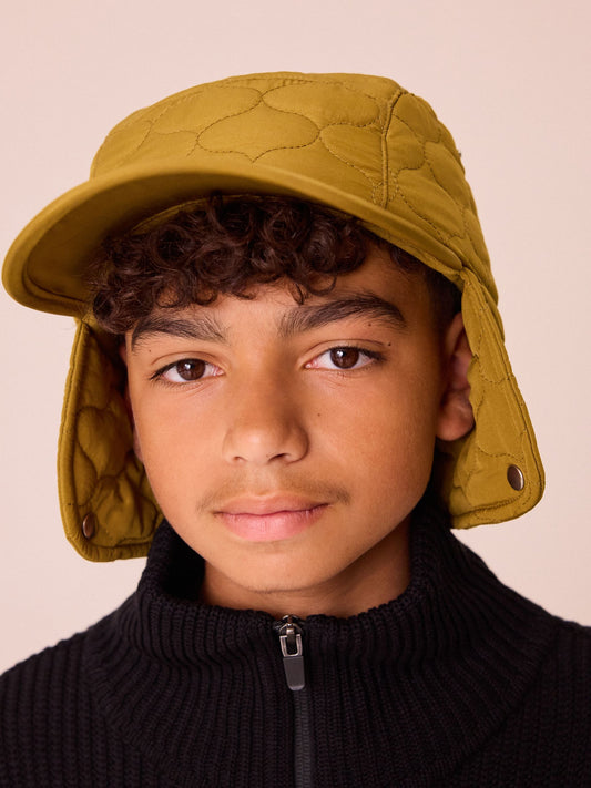 Khaki Green Quilted Trapper Style Cap (3-16yrs) image 1