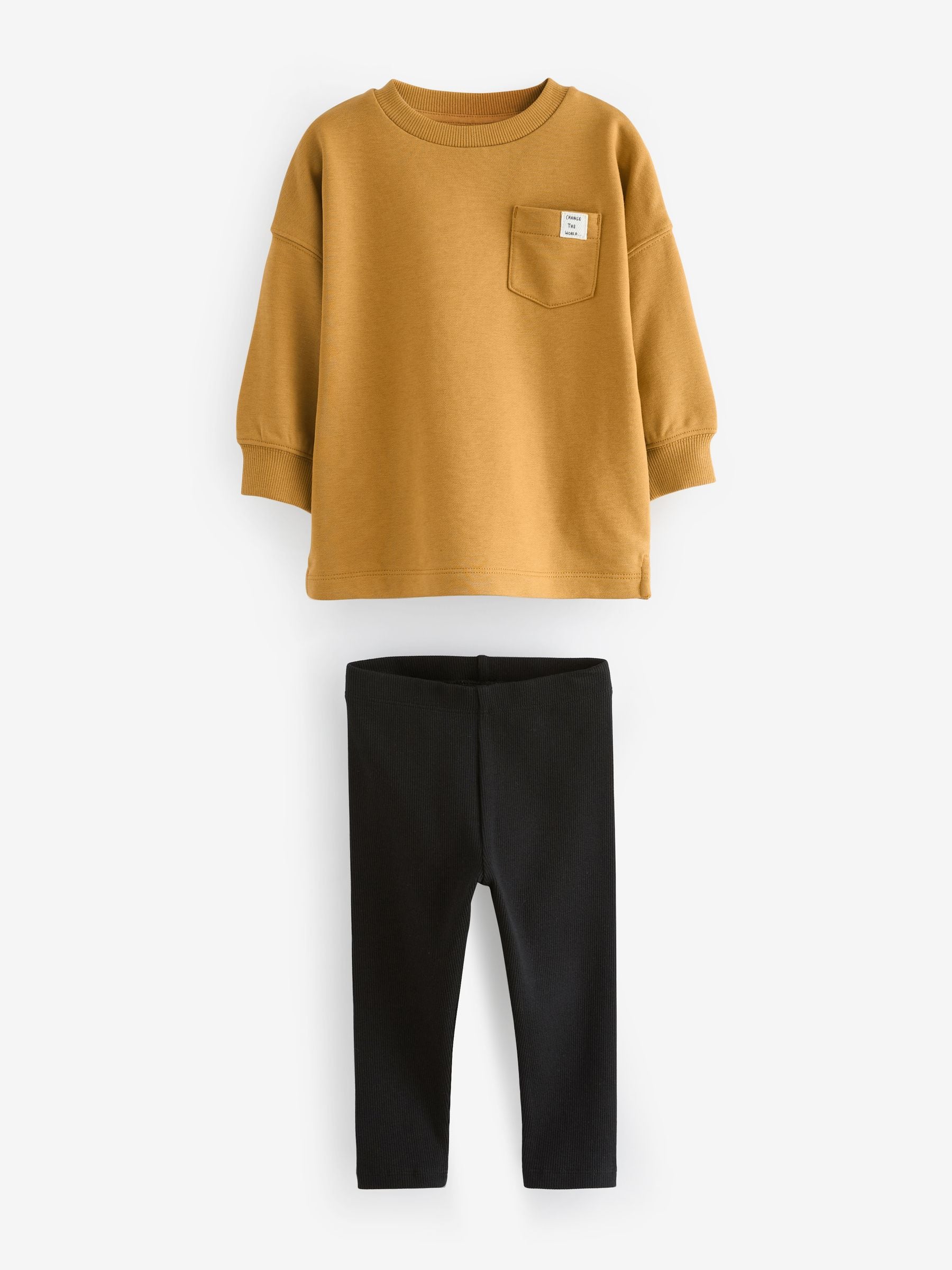 Dsiney Kidz - Grey/Ochre Yellow 2 Pack Long Sleeve T-Shirt & Leggings Set (3mths-7yrs) image 6