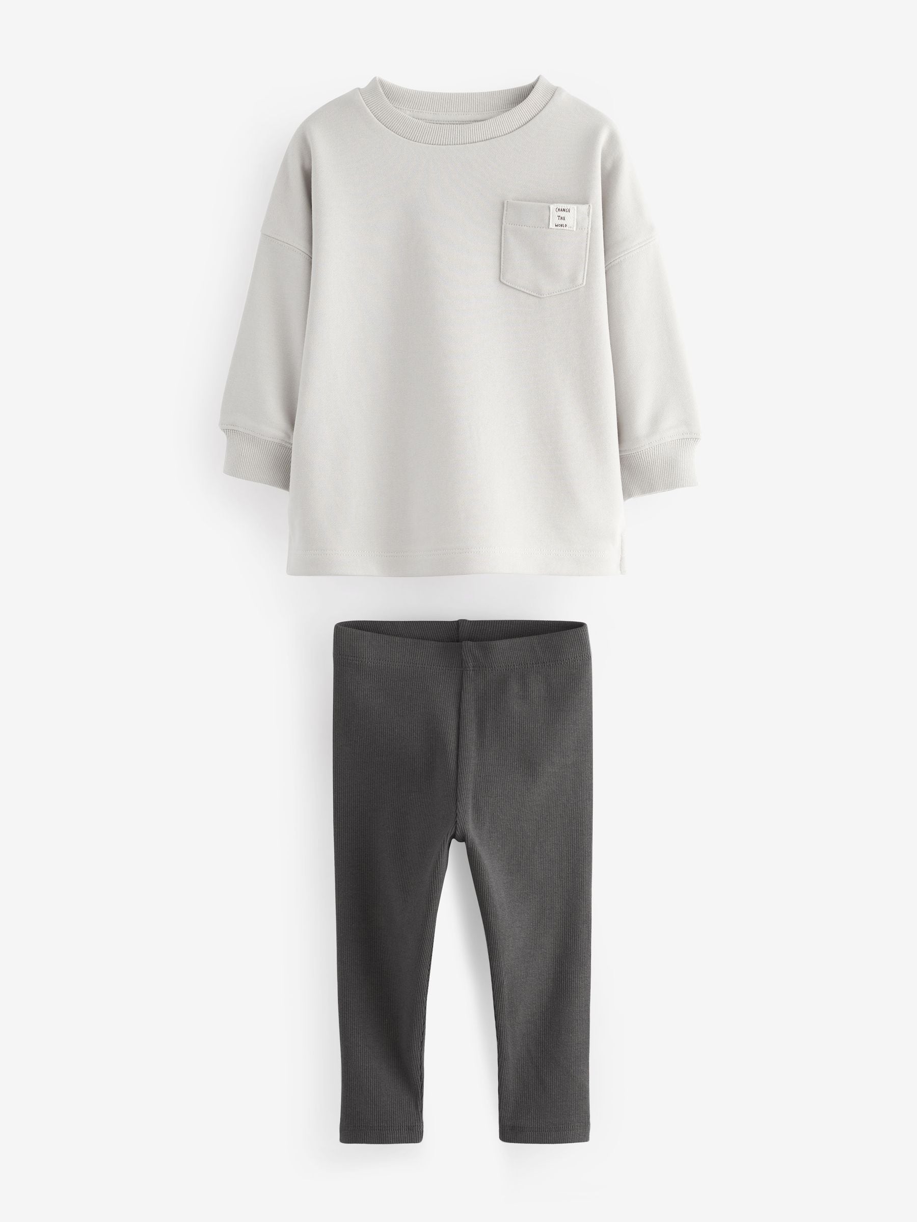 Dsiney Kidz - Grey/Ochre Yellow 2 Pack Long Sleeve T-Shirt & Leggings Set (3mths-7yrs) image 8