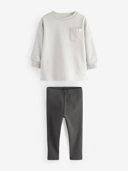 Dsiney Kidz - Grey/Ochre Yellow 2 Pack Long Sleeve T-Shirt & Leggings Set (3mths-7yrs) image 8