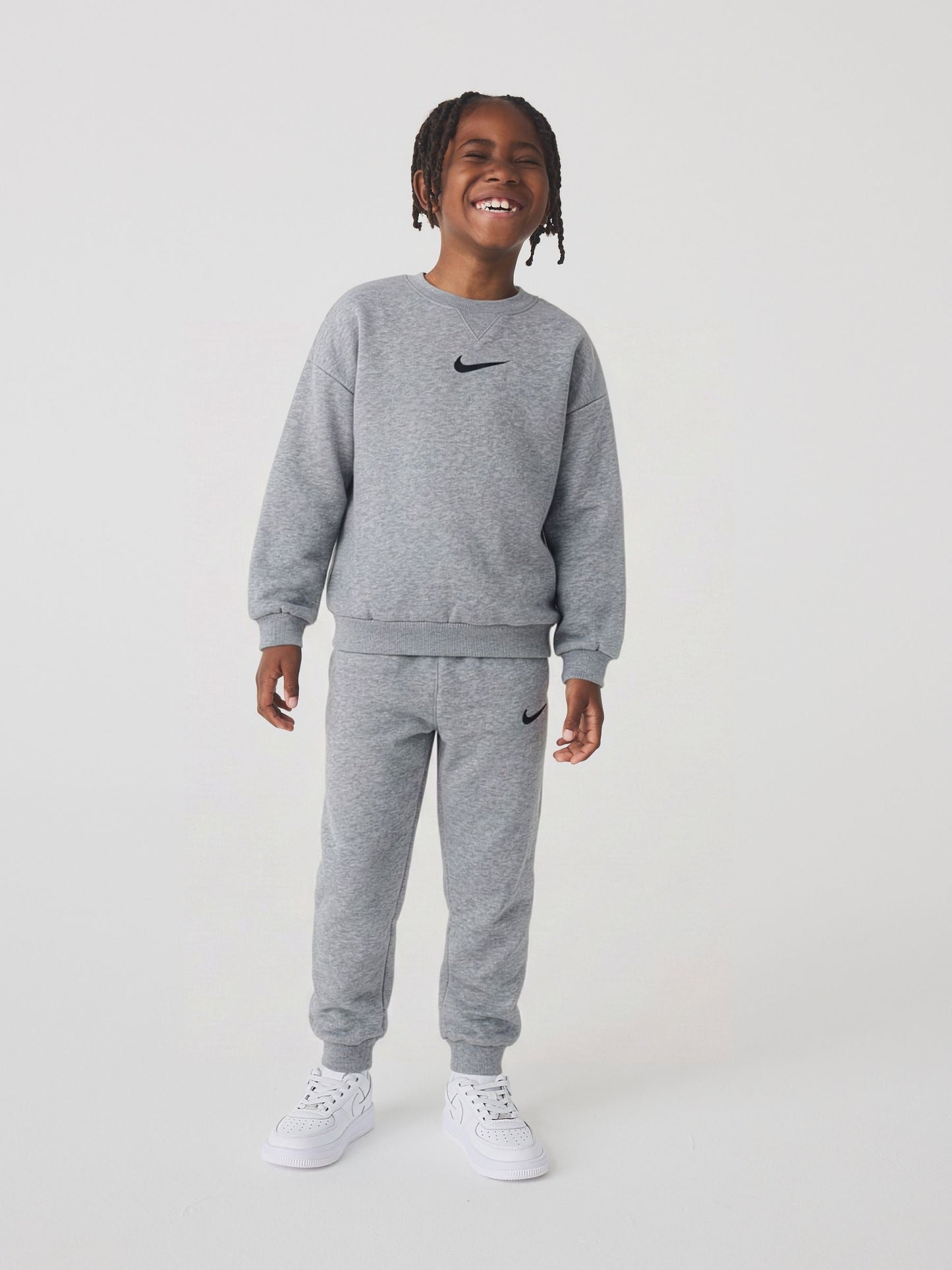 Nike Grey Little Kids Essential Marl Crew Tracksuit Set image 1