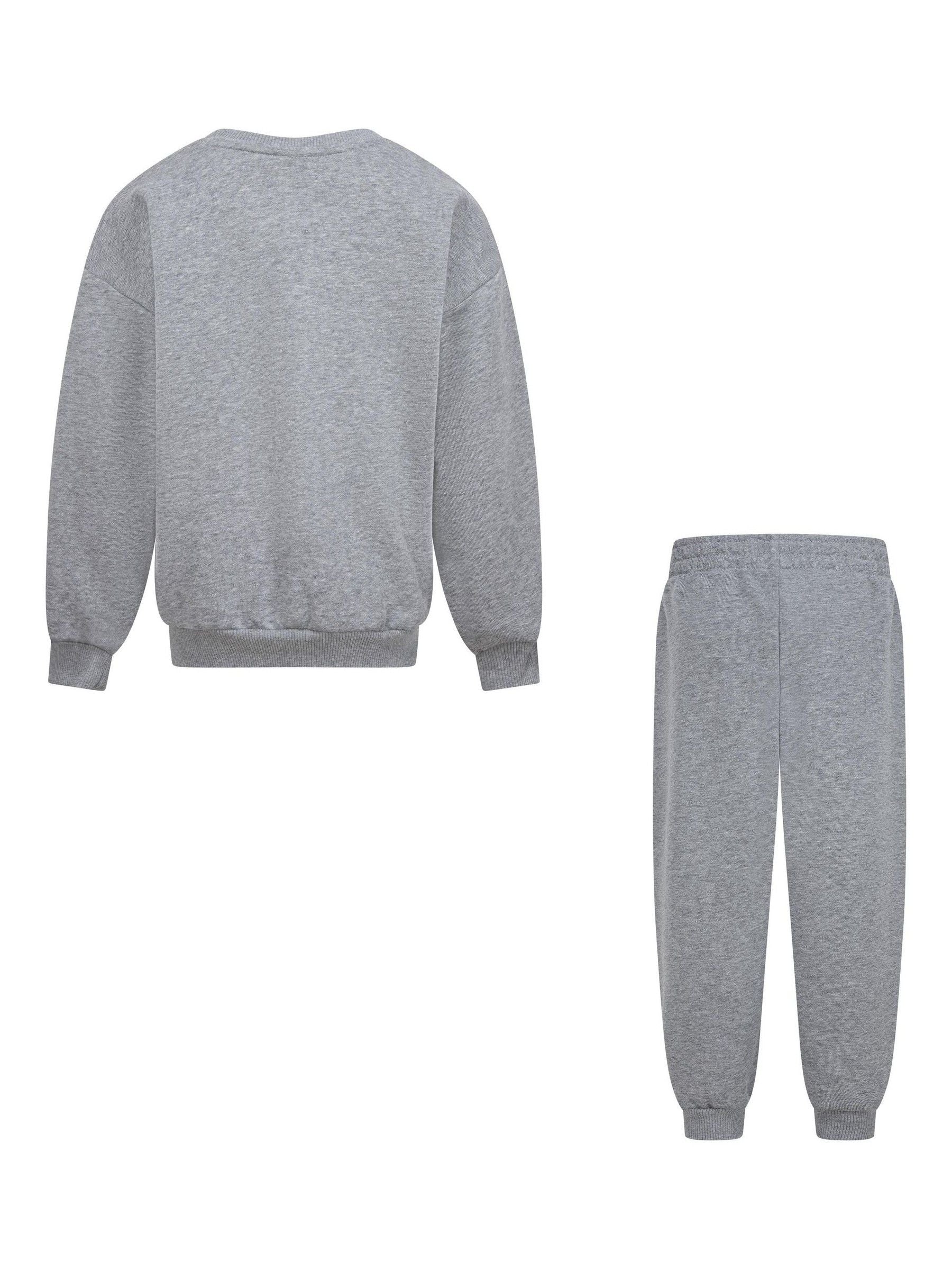 Nike Grey Little Kids Essential Marl Crew Tracksuit Set image 3