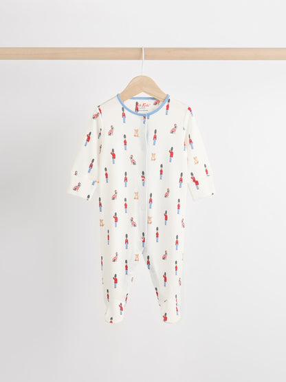 Blue Cath Kidston Cars Baby 100% Cotton Sleepsuits 3 Pack