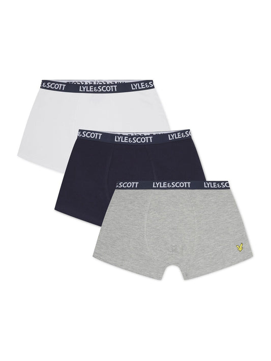 Disney Kidz - Lyle & Scott Blue/White/Grey Markus Underwear Boxer Trunks 3 Pack image 1