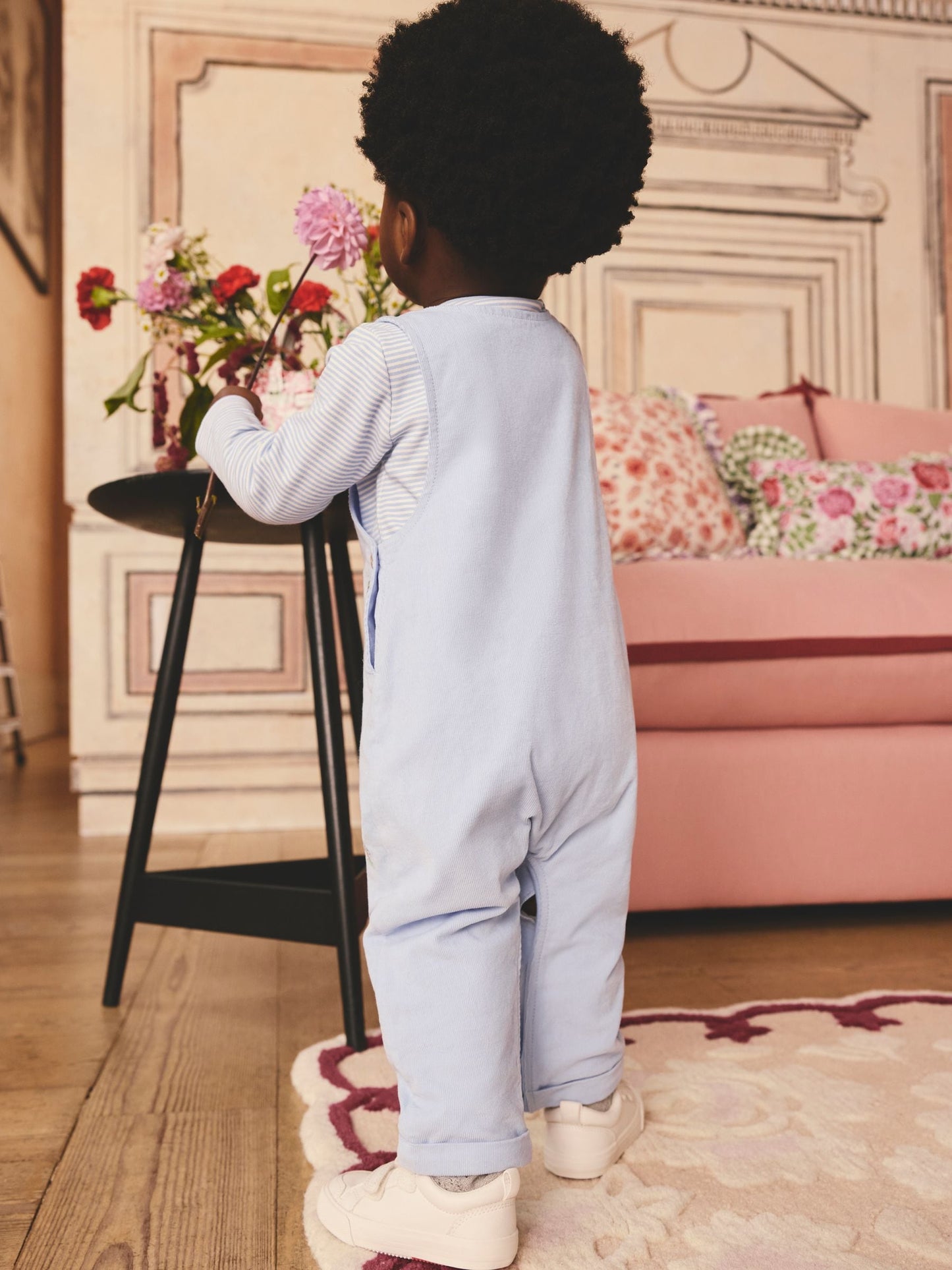 Blue Baby Corduroy 100% Cotton Dungaree and Bodysuit Set