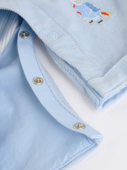 Blue Baby Corduroy 100% Cotton Dungaree and Bodysuit Set