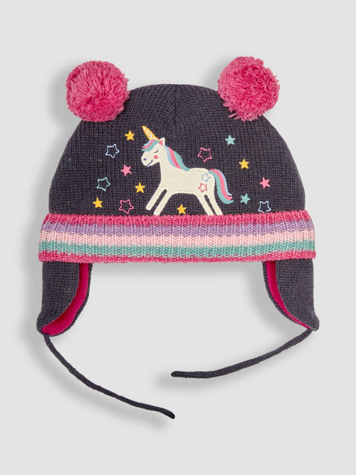 JoJo Maman Bébé Navy Unicorn Applique Hat image 1