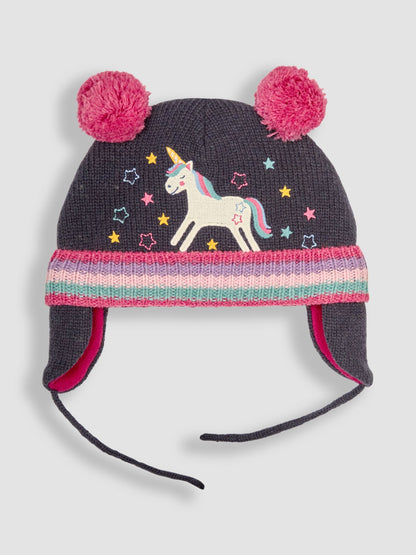 JoJo Maman Bébé Navy Unicorn Applique Hat image 1