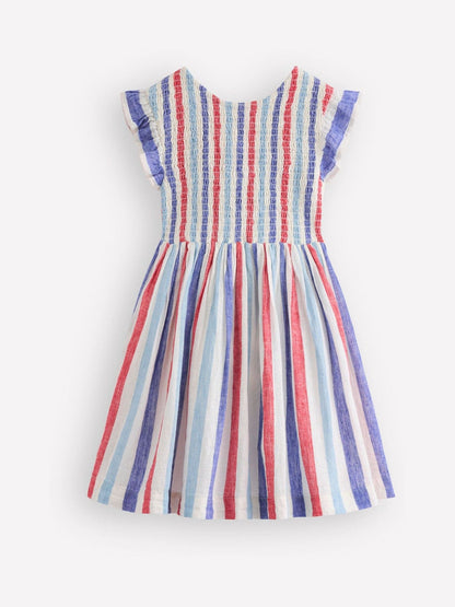Boden Blue Shirred Bow Back Dress image 1