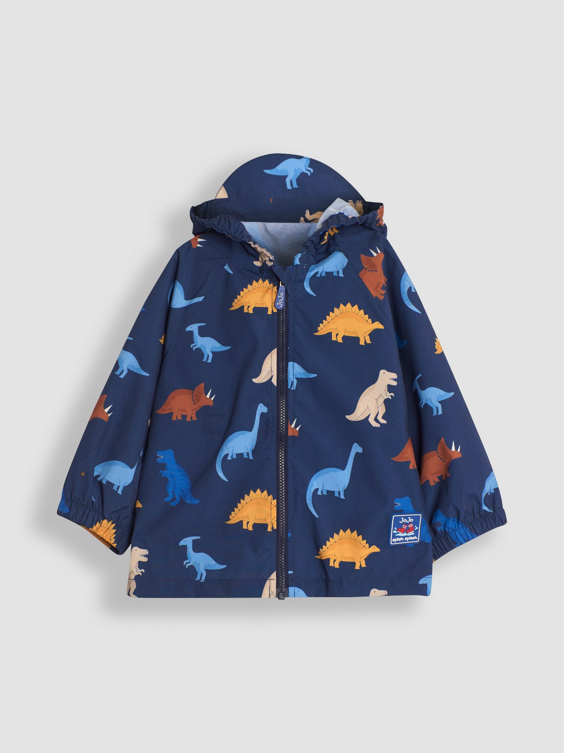 Dsiney Kidz - JoJo Maman Bébé Blue Dinosaur Pack-Away Rain Jacket image 1