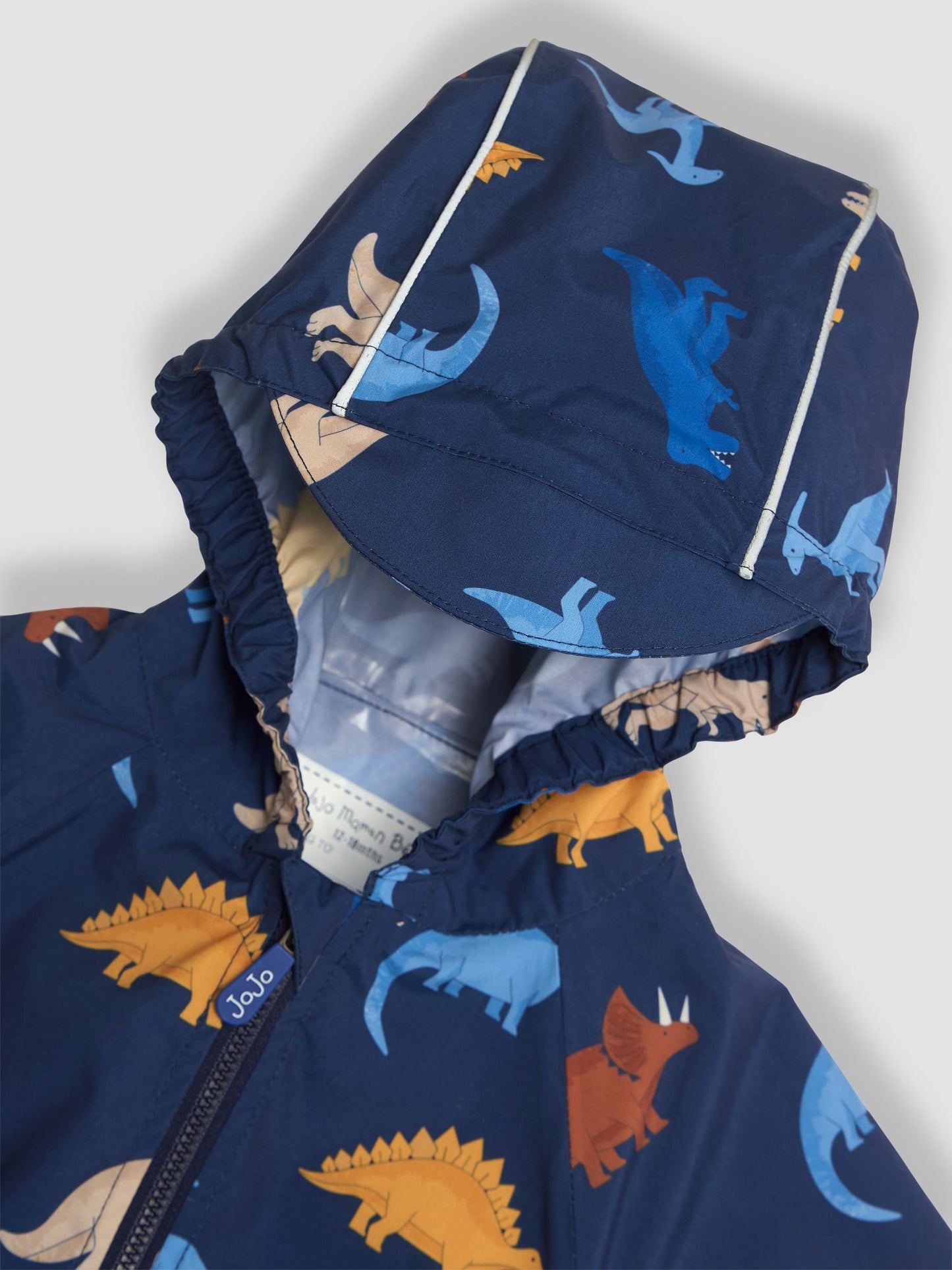 Dsiney Kidz - JoJo Maman Bébé Blue Dinosaur Pack-Away Rain Jacket image 3