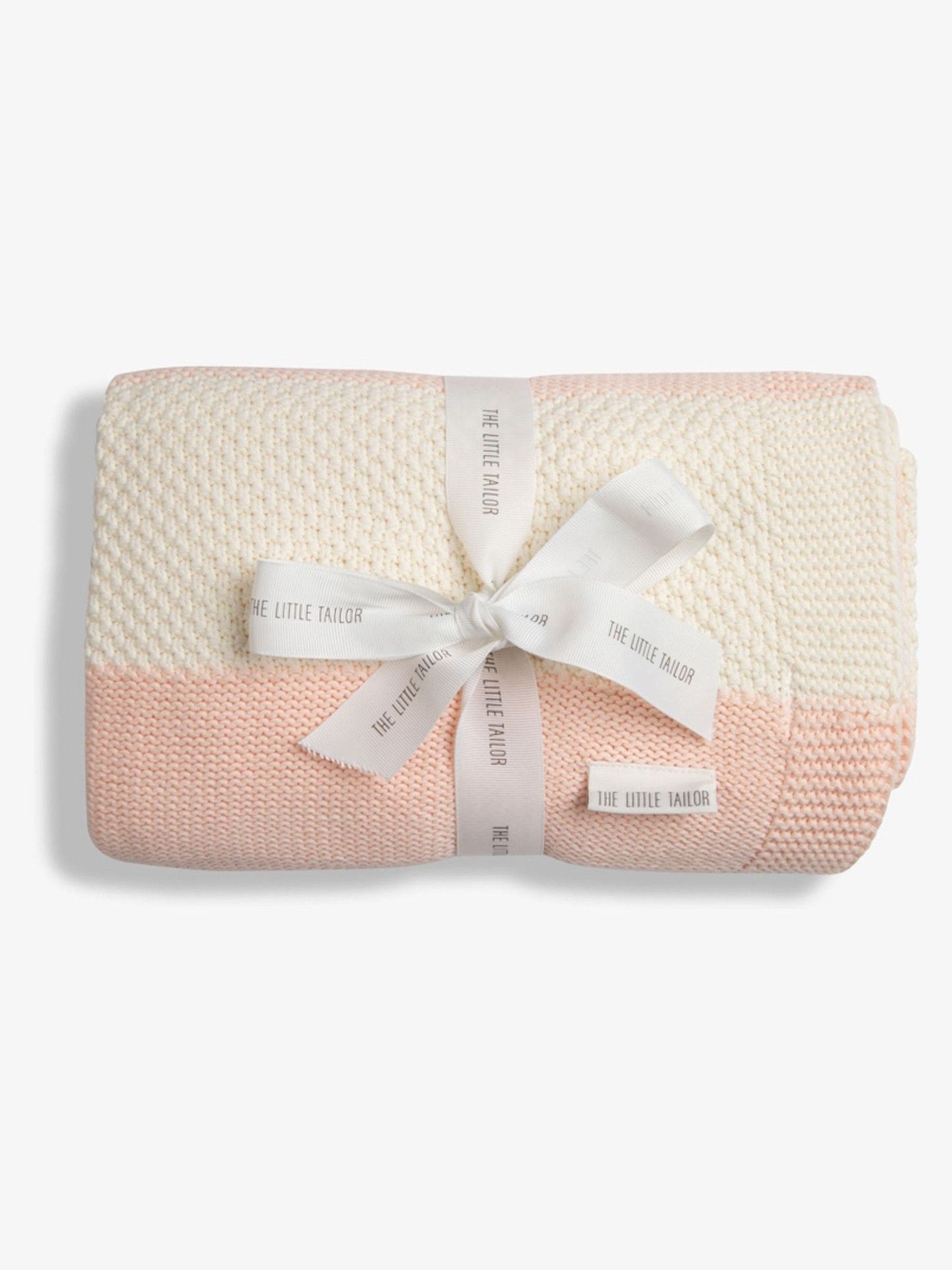 The Little Tailor Pink 100% Cotton Textured Stripe Shawl Blanket image 1