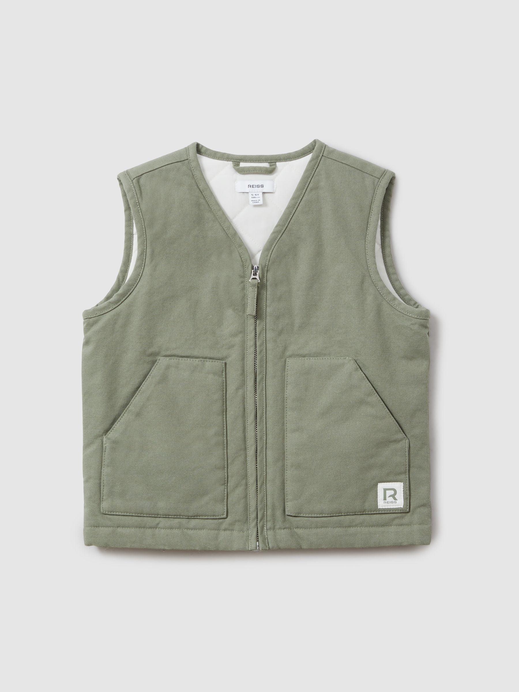 Dsiney Kidz - Reiss Sage Green Hayes 3-9 yrs Cotton Quilted Gilet image 1