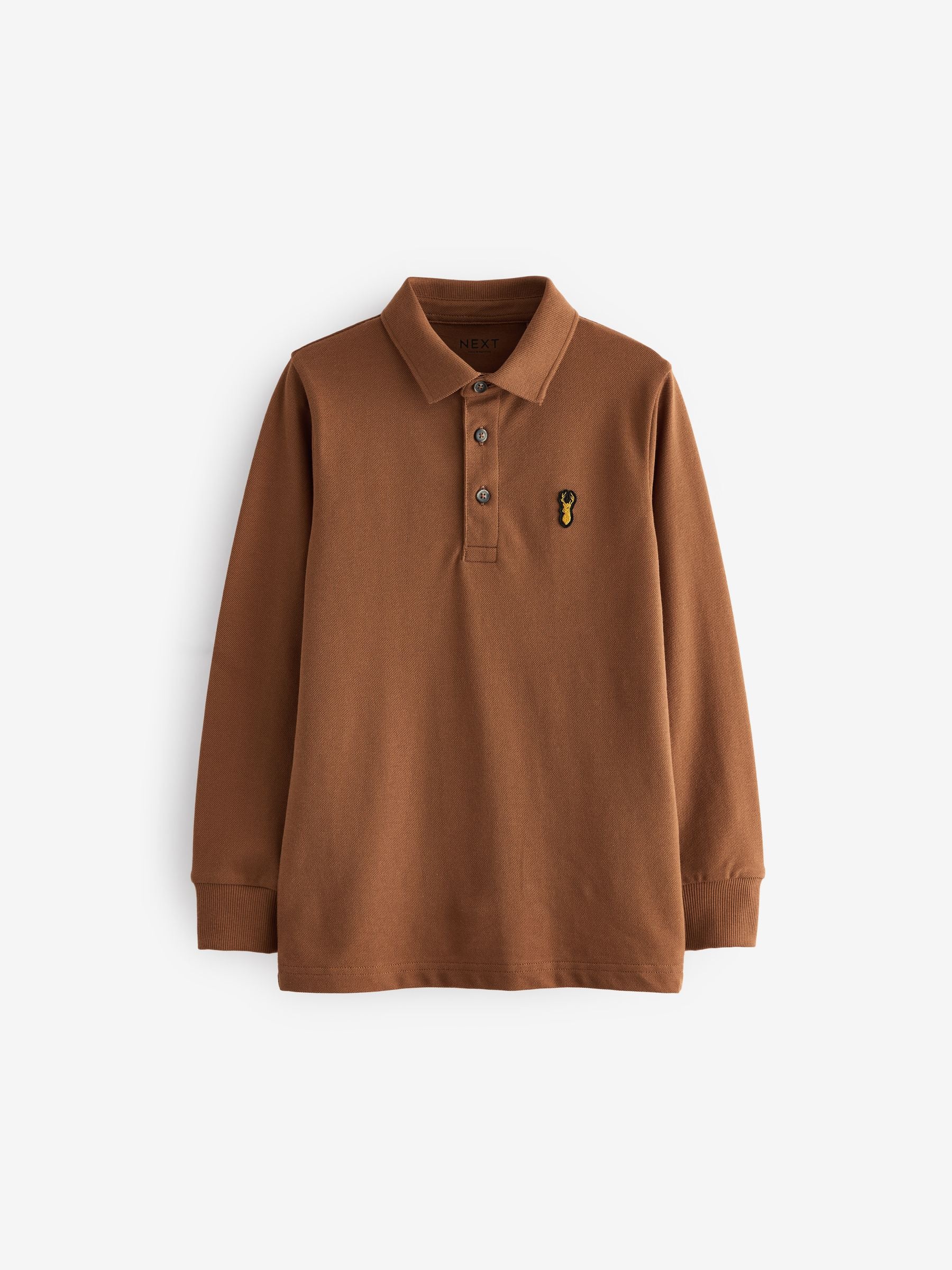 Dsiney Kidz - Tan Brown Long Sleeve Polo Shirt (3-16yrs) image 1
