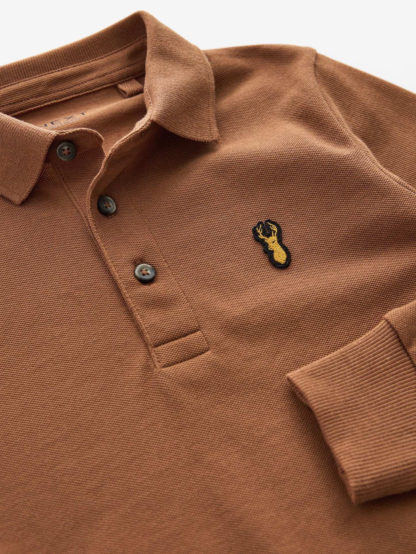 Dsiney Kidz - Tan Brown Long Sleeve Polo Shirt (3-16yrs) image 3