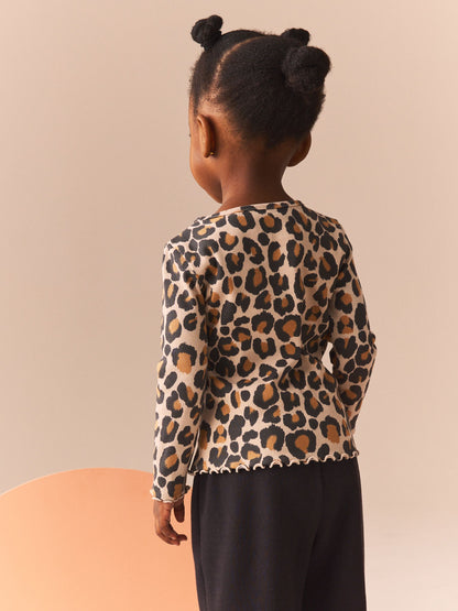 Animal Leopard Print Cotton Rich Long Sleeve Rib T-Shirt (3mths-7yrs) image 3