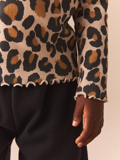 Animal Leopard Print Cotton Rich Long Sleeve Rib T-Shirt (3mths-7yrs) image 5