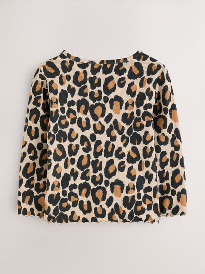 Animal Leopard Print Cotton Rich Long Sleeve Rib T-Shirt (3mths-7yrs) image 7