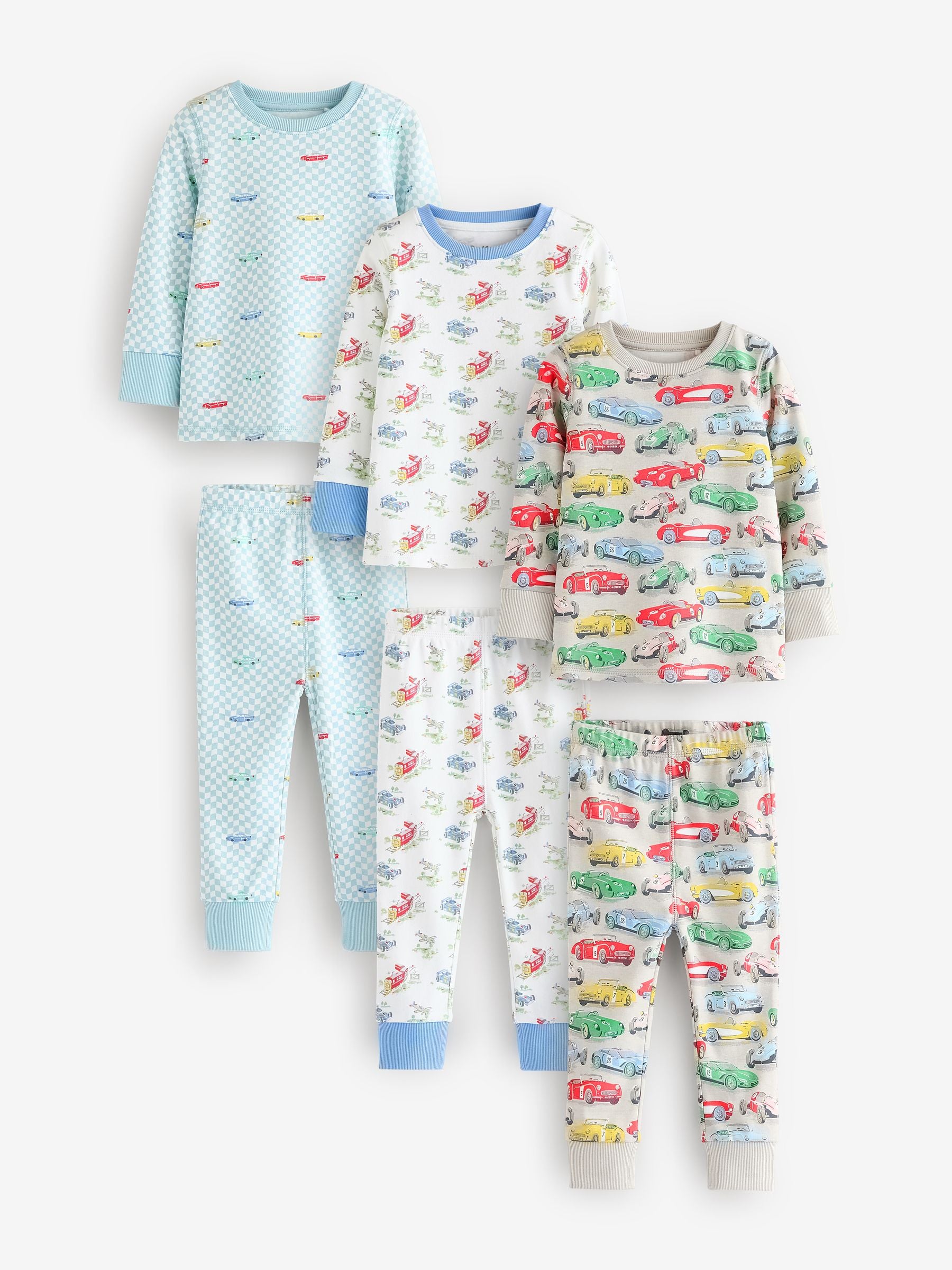Blue/White Cars Cath Kidston Snuggle Pyjamas 3 Pack image 1