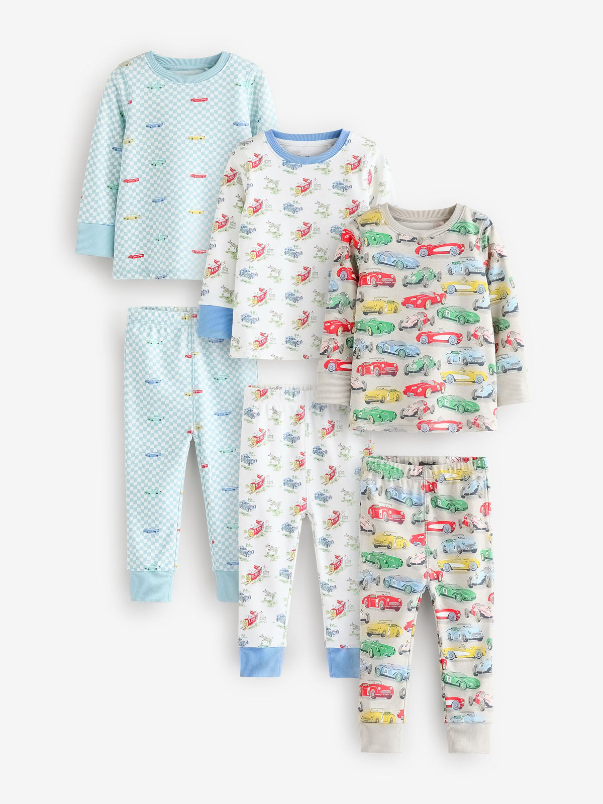 Blue/White Cars Cath Kidston Snuggle Pyjamas 3 Pack - image 1