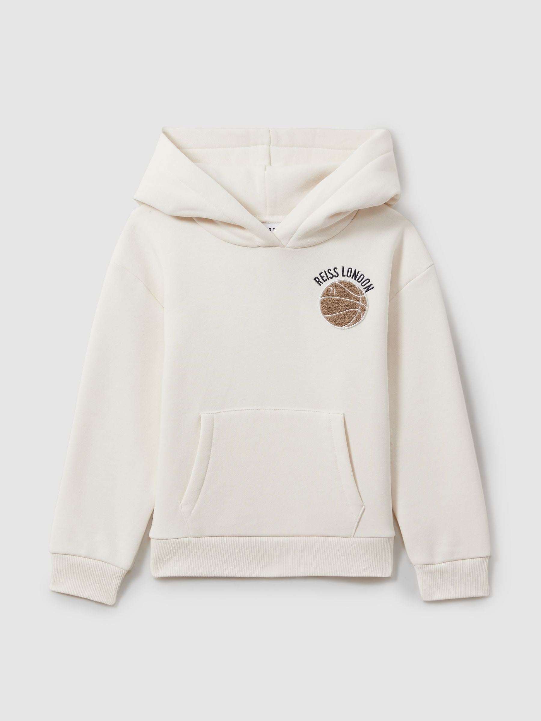 Dsiney Kidz - Reiss Off White Cottle 3-9 yrs Relaxed Embroidered Basketball Hoodie image 2