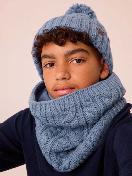 Mineral Blue Cable Knit Snood (1-16yrs) image 1