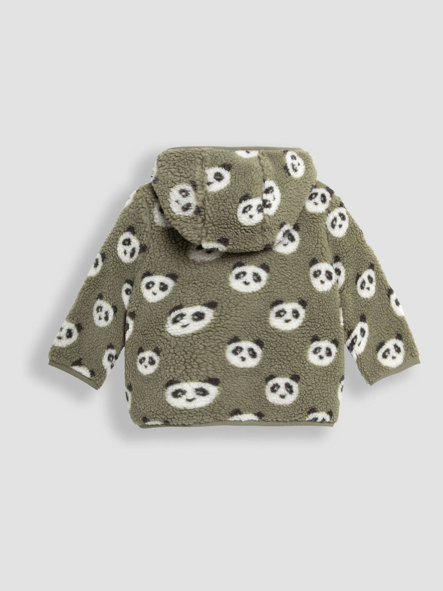 Dsiney Kidz - JoJo Maman Bébé Khaki Green Panda Hooded Teddy Fleece Jacket image 2