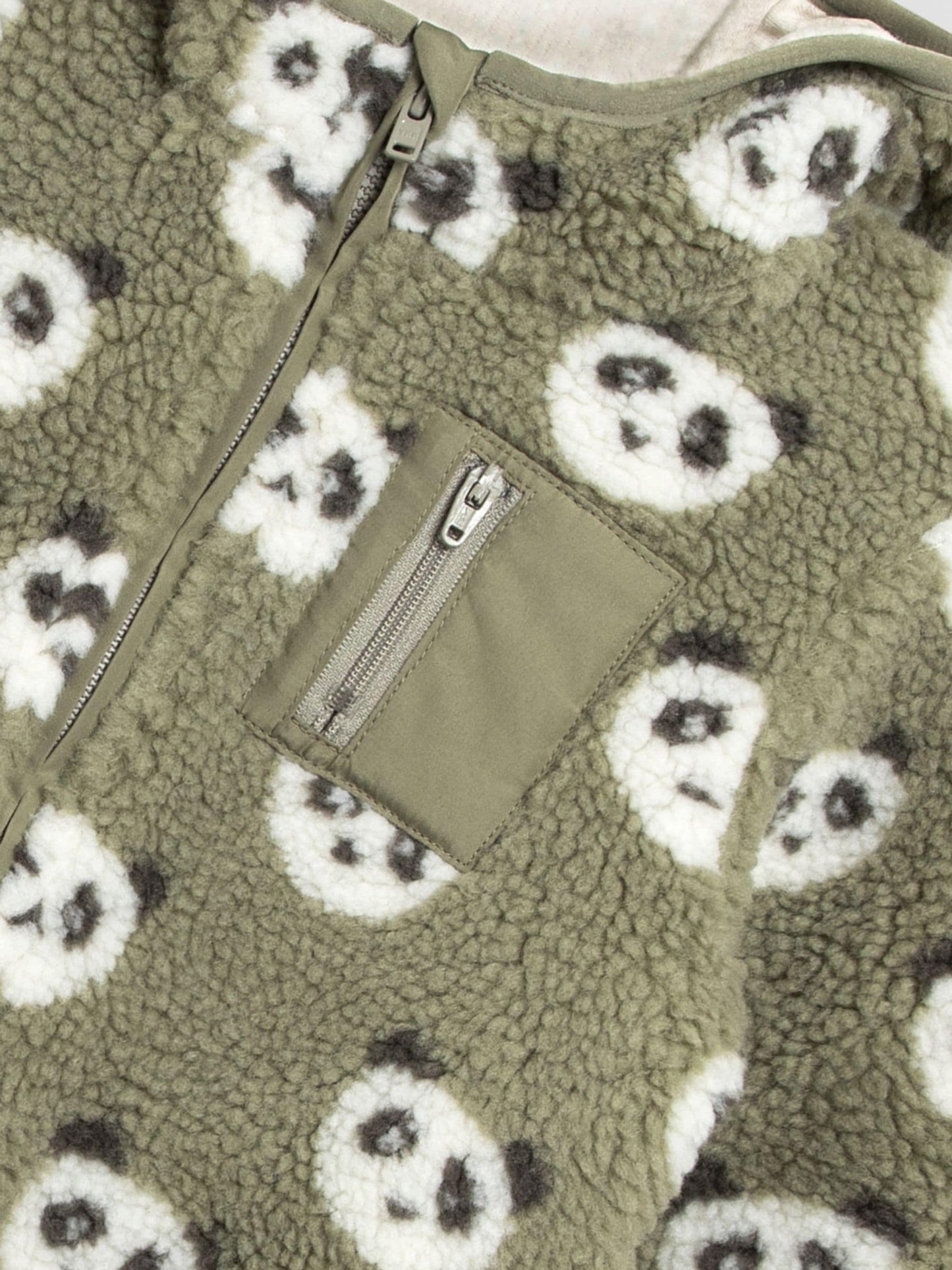 Dsiney Kidz - JoJo Maman Bébé Khaki Green Panda Hooded Teddy Fleece Jacket image 3