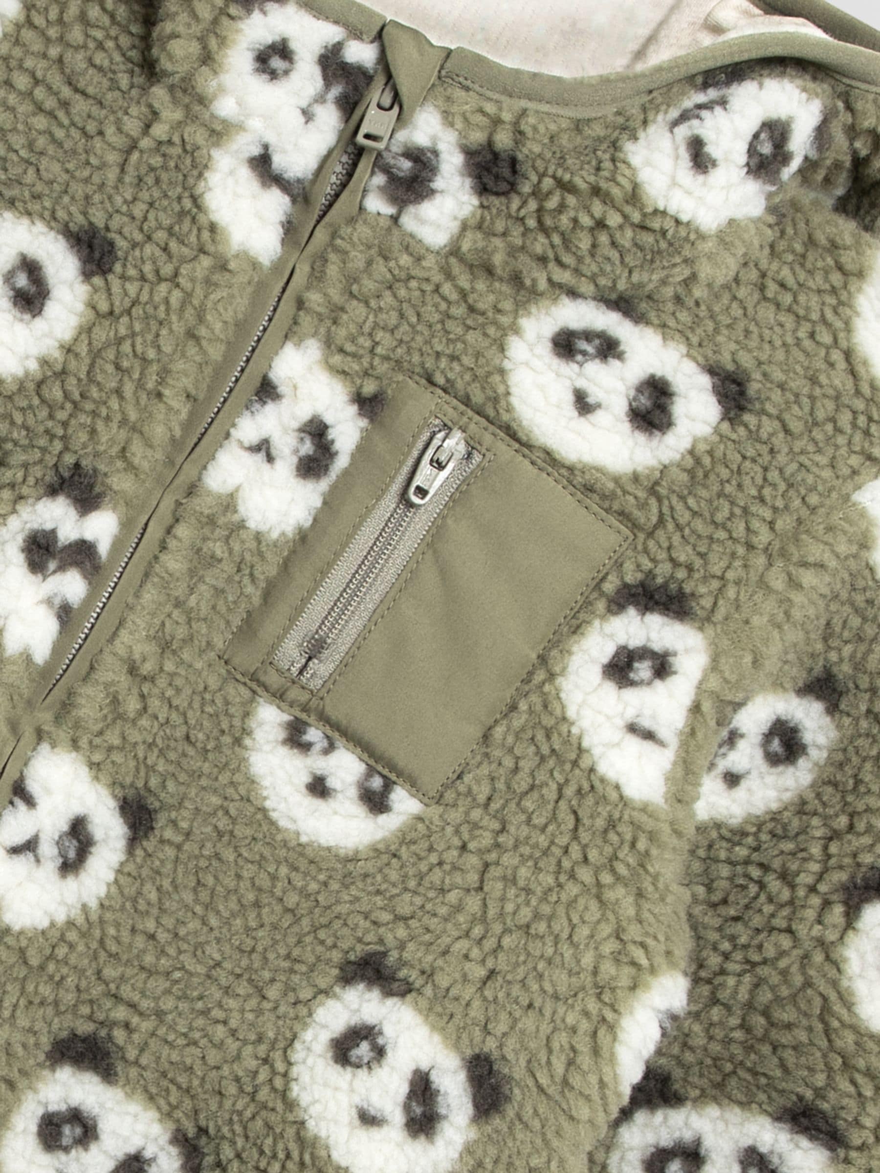 Dsiney Kidz - JoJo Maman Bébé Khaki Green Panda Hooded Teddy Fleece Jacket image 3