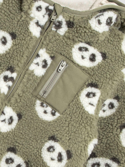 Dsiney Kidz - JoJo Maman Bébé Khaki Green Panda Hooded Teddy Fleece Jacket image 3