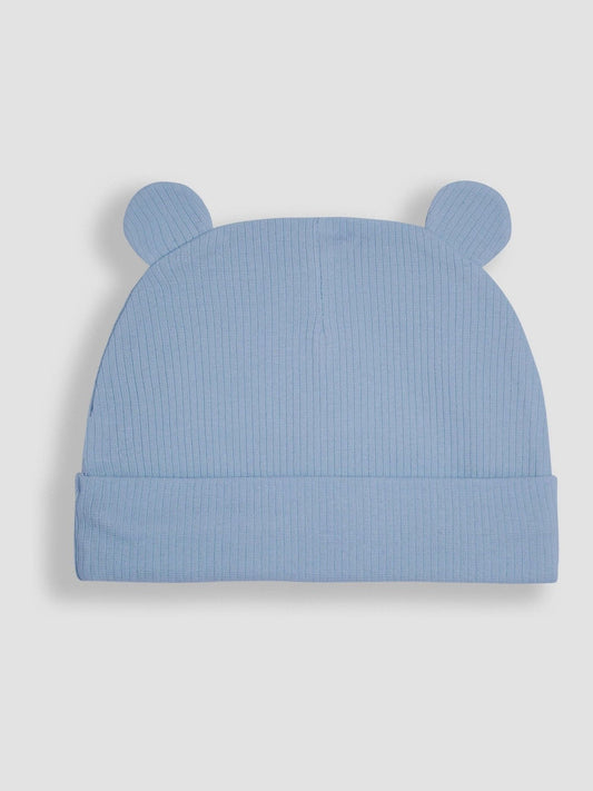 JoJo Maman Bébé Blue Rib 2-Pack Baby Hats image 2