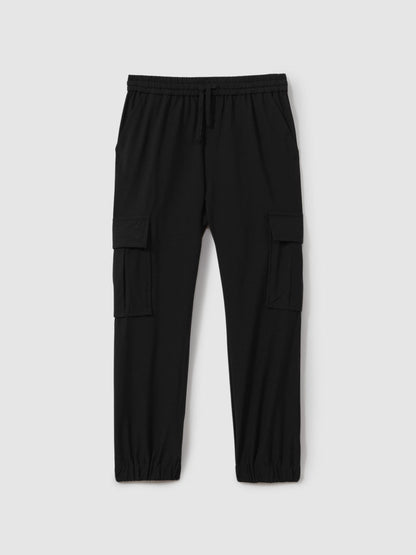 Reiss Black Lucian 3-9 yrs Technical Drawstring Cuffed Cargo Trousers image 2
