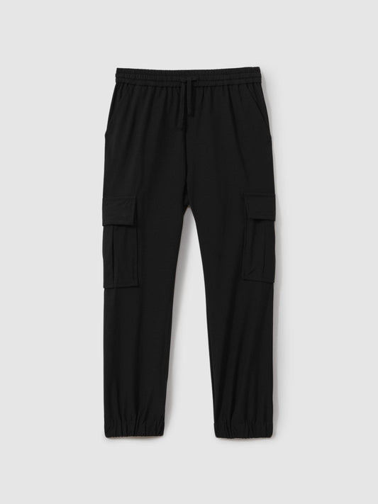 Reiss Black Lucian 3-9 yrs Technical Drawstring Cuffed Cargo Trousers image 2
