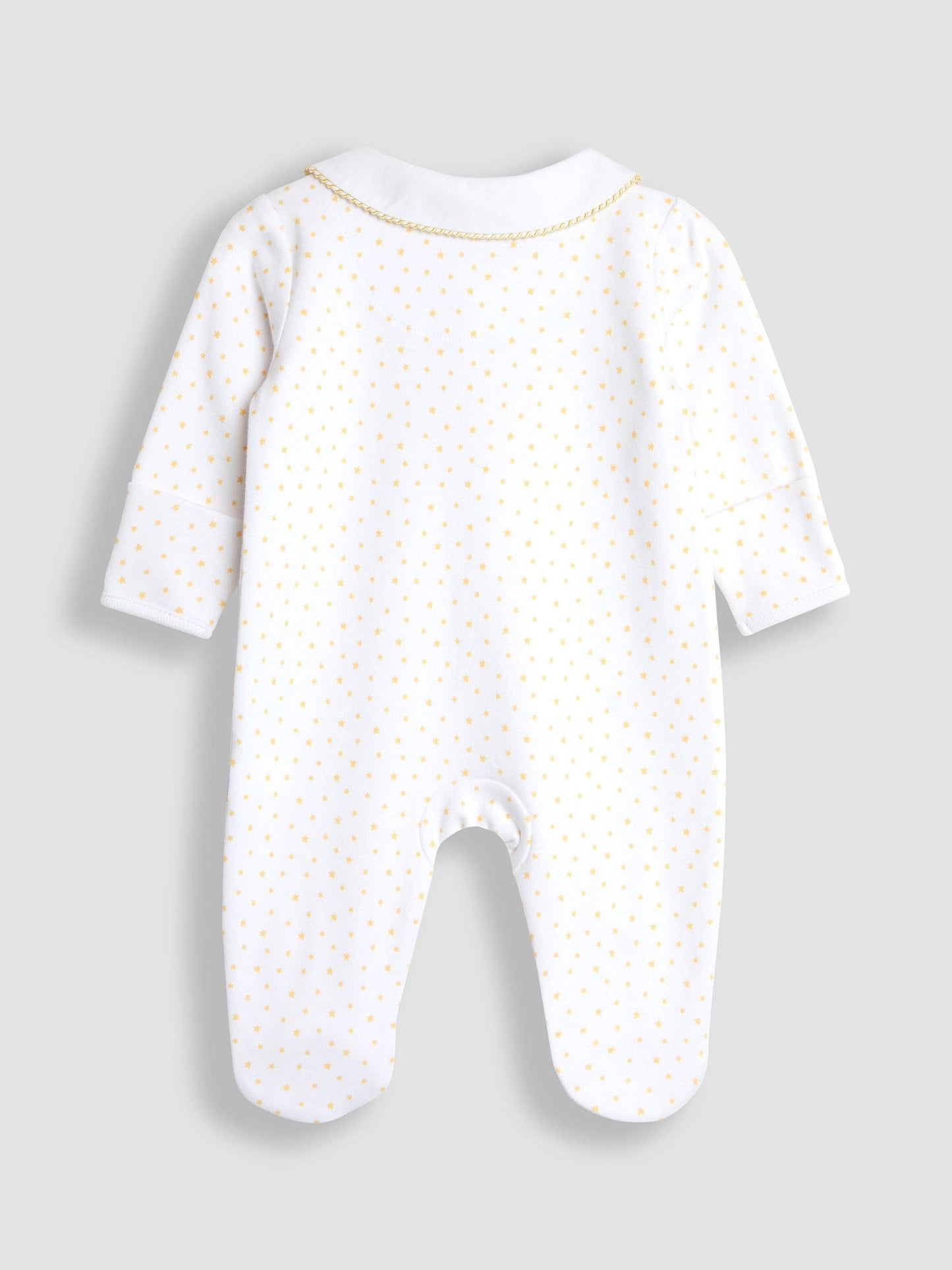 JoJo Maman Bébé White Welcome Little One Collar Sleepsuit image 2